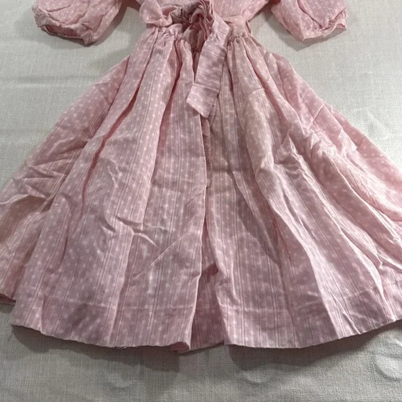 Vtg Kim Originals Dress Girls Prairie 12 Polka Dot Lace Collar Farmcore Cottagec - Picture 3 of 14